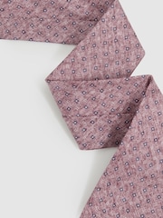 Reiss Dusty Pink Albarese Silk Geometric Print Tie - Image 2 of 4