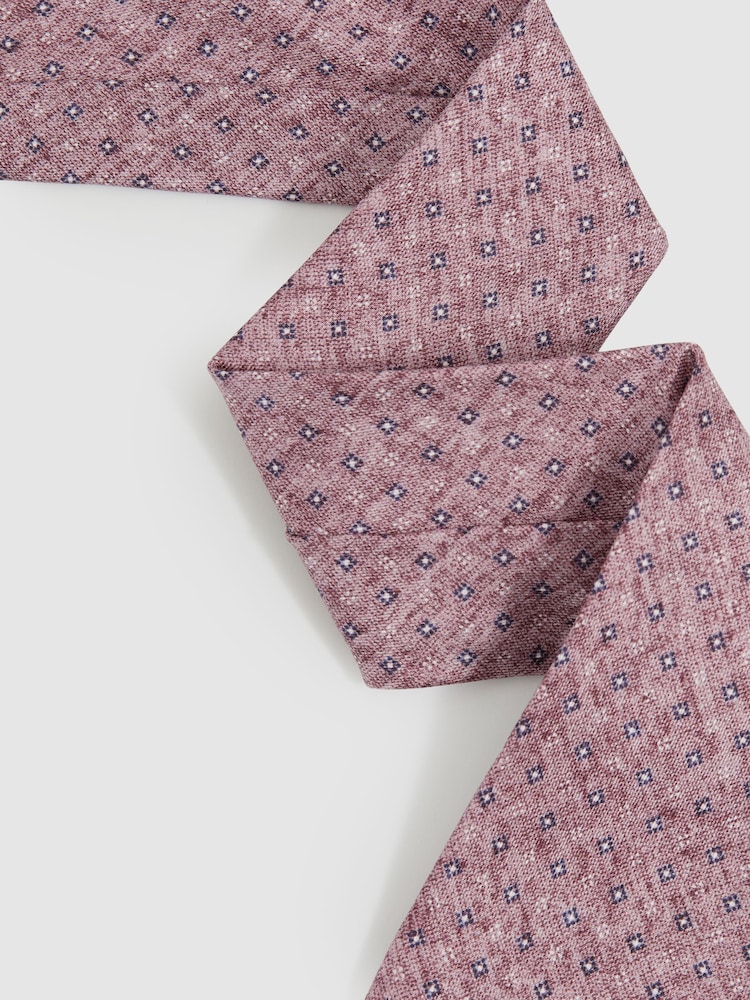 Reiss Dusty Pink Albarese Silk Geometric Print Tie - Image 2 of 4