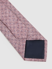 Reiss Dusty Pink Albarese Silk Geometric Print Tie - Image 3 of 4