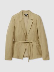 Paige Linen Blend Belted Single Breasted Suit Blazer - Image 2 of 5