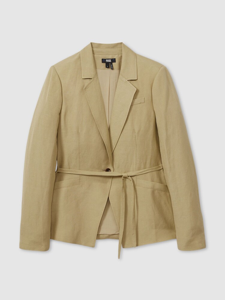 Paige Linen Blend Belted Single Breasted Suit Blazer - Image 2 of 5