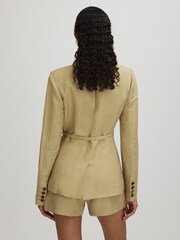 Paige Linen Blend Belted Single Breasted Suit Blazer - Image 4 of 5
