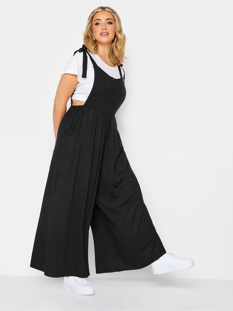 Yours Curve Black Limited Culotte Dungarees - Image 2 of 4