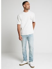 River Island Cream Regular Fit Castaway Graphic 100% Cotton T-Shirt - Image 1 of 4