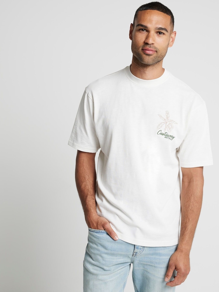River Island Cream Regular Fit Castaway Graphic 100% Cotton T-Shirt - Image 2 of 4