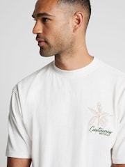 River Island Cream Regular Fit Castaway Graphic 100% Cotton T-Shirt - Image 3 of 4