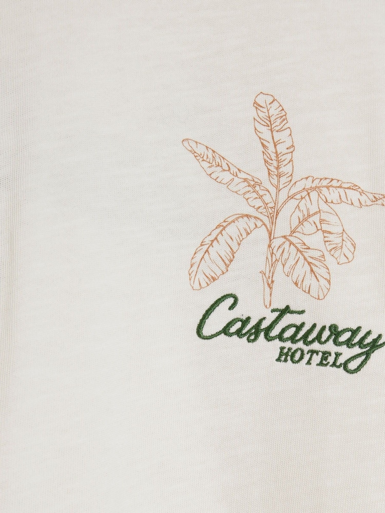 River Island Cream Regular Fit Castaway Graphic 100% Cotton T-Shirt - Image 4 of 4