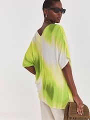JD Williams Green Printed Crinkle Tunic Top - Image 3 of 4