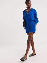 JD Williams Blue 100% Cotton Cheesecloth Shirt - Image 3 of 4