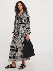 JD Williams Mono Print Linen Wrap Skirt - Image 1 of 4
