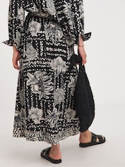 JD Williams Mono Print Linen Wrap Skirt - Image 2 of 4