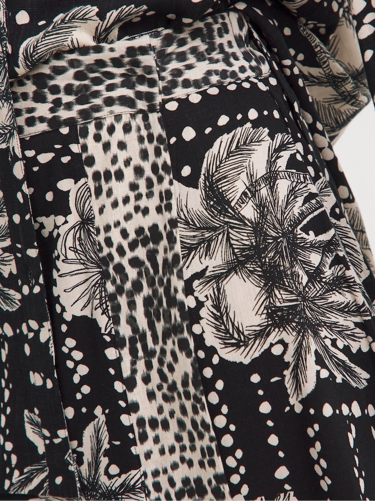 JD Williams Mono Print Linen Wrap Skirt - Image 4 of 4