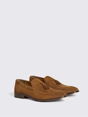 MOSS Tan Brown Highgate Suede Tassel Loafers - Image 1 of 5