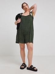 Simply Be Green Crinkle Tie Strap Playsuit - Image 3 of 4