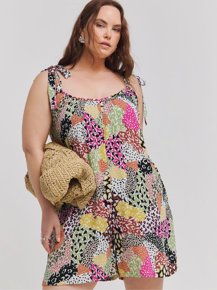 Simply Be Tie Strap Crinkle Playsuit - Bild 1 von 4