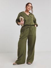 Simply Be Green 100% Cotton Oversized Cheesecloth Double Pocket Shirt - Image 3 of 4