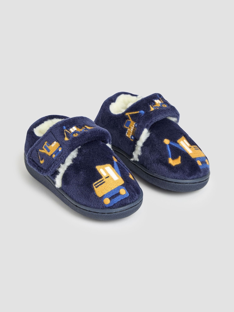 JoJo Maman Bébé Navy Construction Slipper Shoes - Image 1 of 4