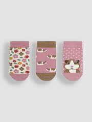 JoJo Maman Bébé Pink Guinea Pig Cotton Socks 3 Pack - Image 1 of 5