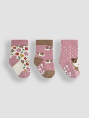 JoJo Maman Bébé Pink Guinea Pig Cotton Socks 3 Pack - Image 2 of 5