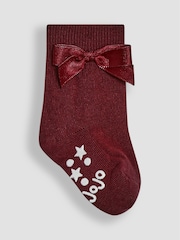 JoJo Maman Bébé Burgundy 2-Pack Bow Socks - Image 3 of 3