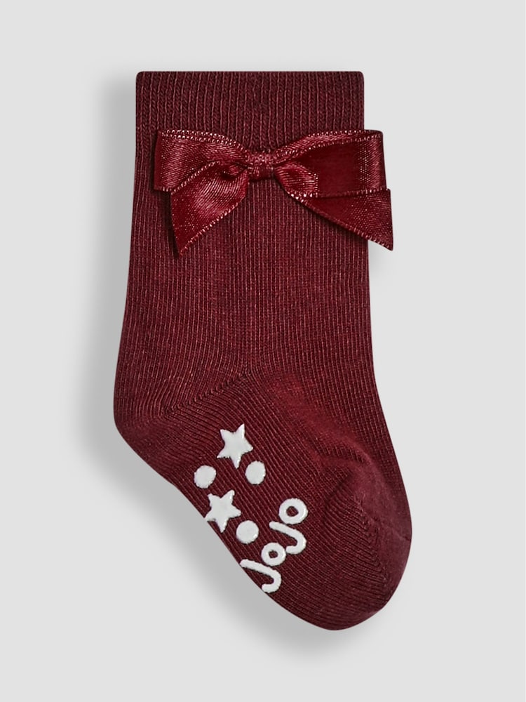 JoJo Maman Bébé Burgundy 2-Pack Bow Socks - Image 3 of 3