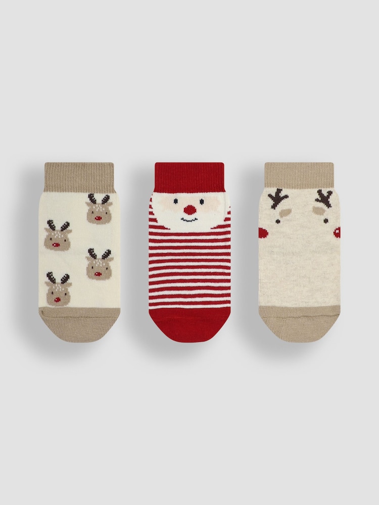 JoJo Maman Bébé Fesitve Red 3-Pack Christmas Socks - Image 1 of 5