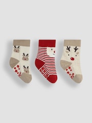 JoJo Maman Bébé Fesitve Red 3-Pack Christmas Socks - Image 2 of 5