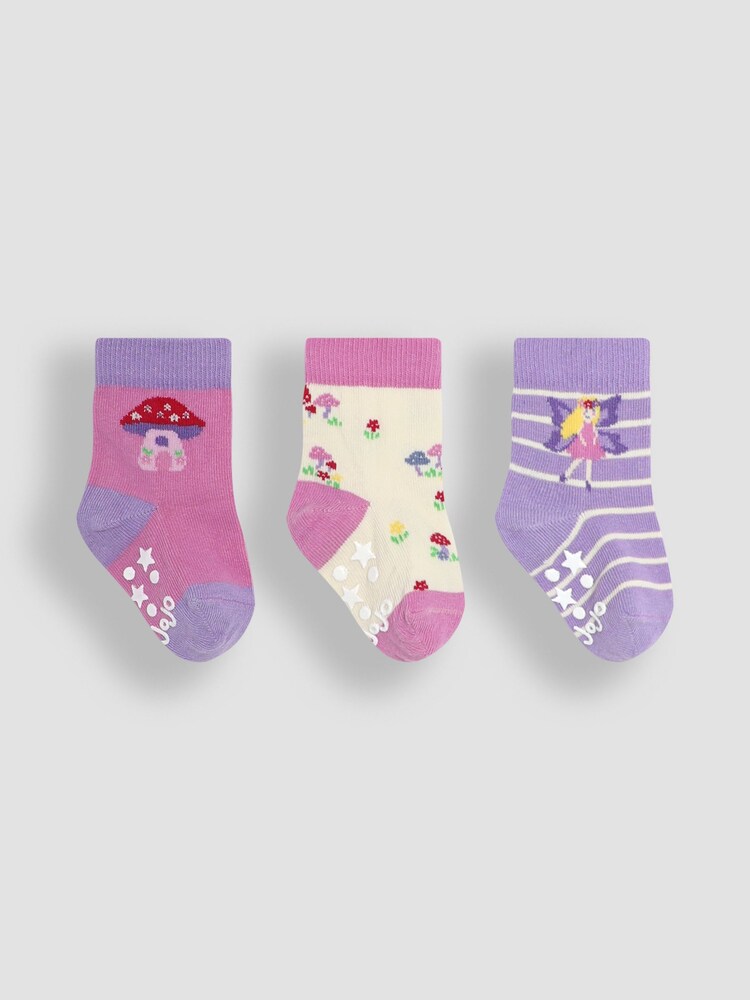 JoJo Maman Bébé Pink Cotton Socks 3 Pack - Image 1 of 4