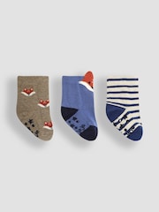 JoJo Maman Bébé Navy Fox Socks 3 Pack - Image 2 of 5