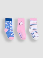 JoJo Maman Bébé Blue Cotton Socks 3 Pack - Image 1 of 4