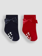 JoJo Maman Bébé Navy 2-Pack Bow Socks - Image 1 of 3