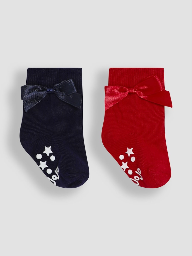 JoJo Maman Bébé Navy 2-Pack Bow Socks - Image 1 of 3