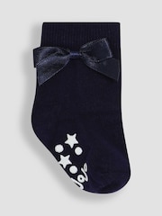 JoJo Maman Bébé Navy 2-Pack Bow Socks - Image 2 of 3