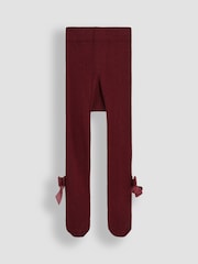 JoJo Maman Bébé Wine Cotton Rich Tight With Bows - Image 2 of 3