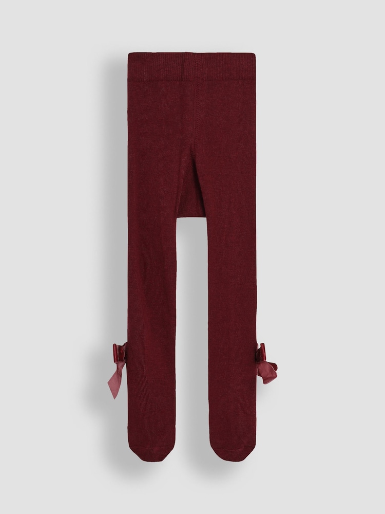 JoJo Maman Bébé Wine Cotton Rich Tight With Bows - Image 2 of 3