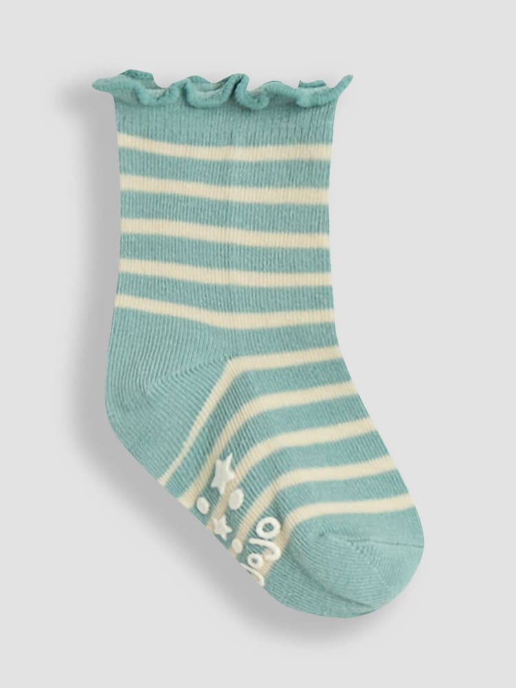 JoJo Maman Bébé Duck Egg Floral Socks 3 Pack - Image 2 of 4