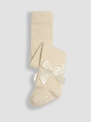 JoJo Maman Bébé Cream Cotton Rich Tight With Bows - Image 1 of 3