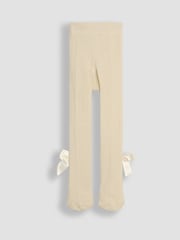 JoJo Maman Bébé Cream Cotton Rich Tight With Bows - Image 2 of 3