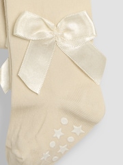 JoJo Maman Bébé Cream Cotton Rich Tight With Bows - Image 3 of 3