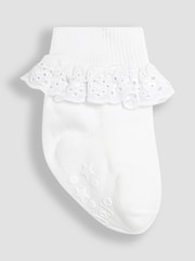JoJo Maman Bébé Natural Frill Socks 3 Pack - Image 3 of 4