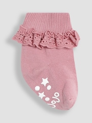 JoJo Maman Bébé Natural Frill Socks 3 Pack - Image 4 of 4