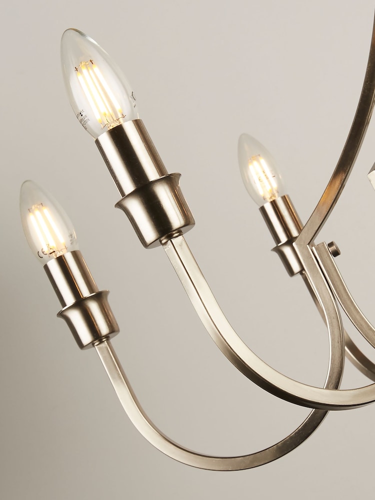 Searchlight Satin Silver Othello 8 Light Pendant Ceiling Light - Image 4 of 4