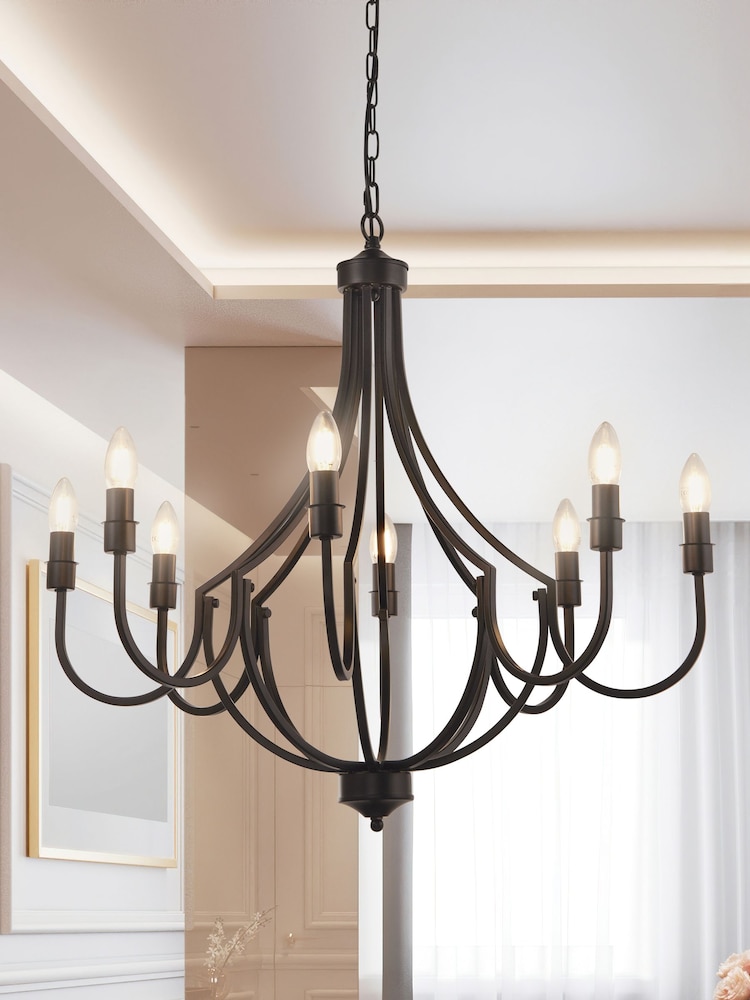 Searchlight Black Othello 8 Light Pendant Ceiling Light - Image 1 of 4