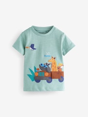 Teal Blue Short Sleeve Appliqué T-Shirt (3mths-7yrs) - Image 1 of 4