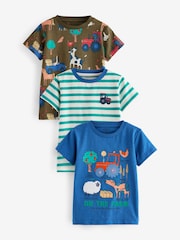 Blue/Orange Short Sleeve Appliqué T-Shirts 3 Pack (3mths-7yrs) - Image 1 of 7