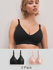 Черный/телесный - DD+ Ultimate Comfort Non Wire Bralettes 2 Pack - Image 1 of 11