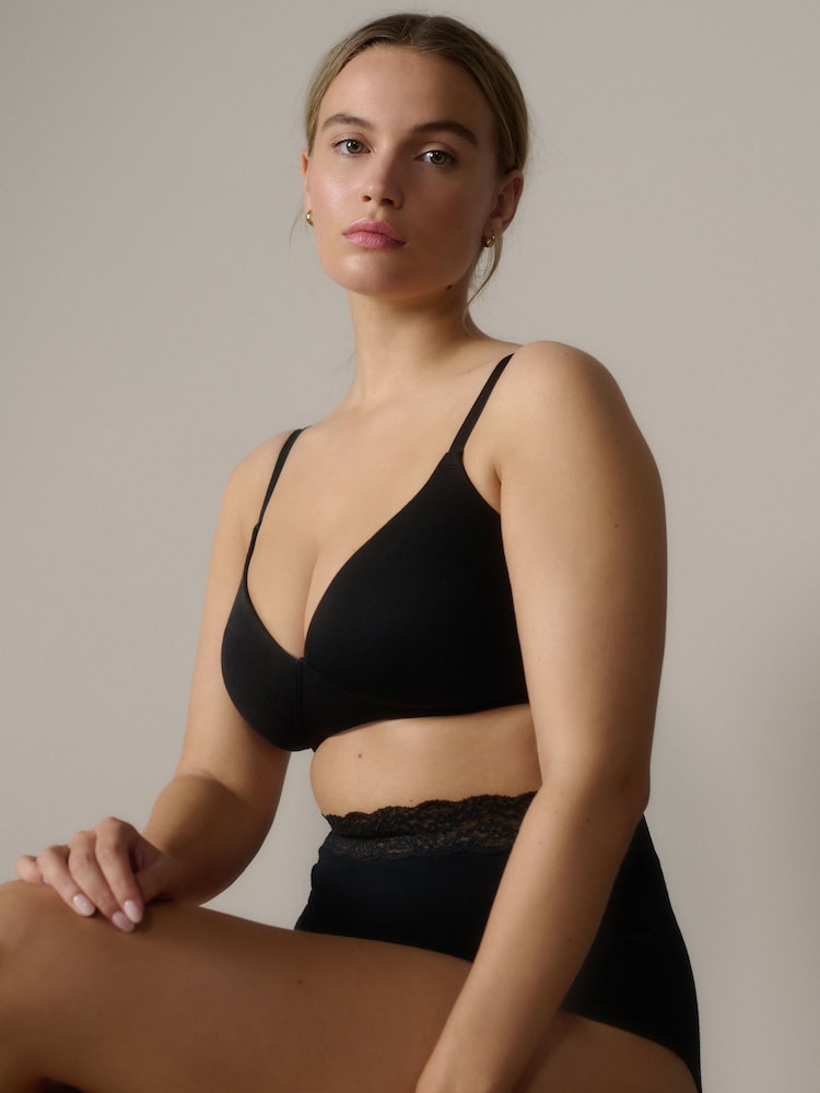 Black/White/Pastel Rose Nude Pad Non Wire DD+ Cotton Blend Ultimate Comfort Bras 3 Pack - Image 3 of 12