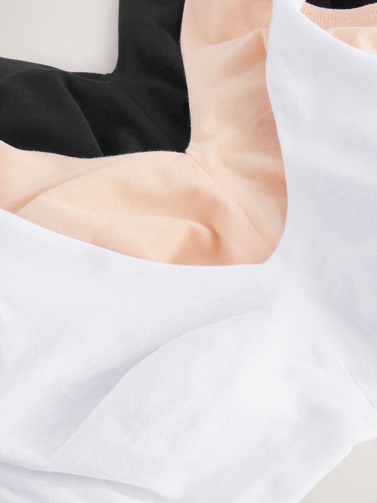 Black/White/Pastel Rose Nude Non Pad Non Wire DD+ Cotton Blend Ultimate Comfort Bras 3 Pack - Image 13 of 13