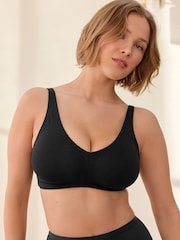 Black/White/Pastel Rose Nude Non Pad Non Wire DD+ Cotton Blend Ultimate Comfort Bras 3 Pack - Image 2 of 13