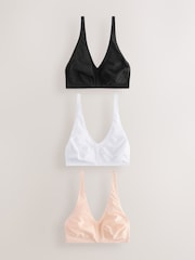 Black/White/Pastel Rose Nude Non Pad Non Wire DD+ Cotton Blend Ultimate Comfort Bras 3 Pack - Image 7 of 13